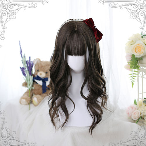 Brown Long Big Wave Curly Sweet Lolita Wigs - Brown - 1