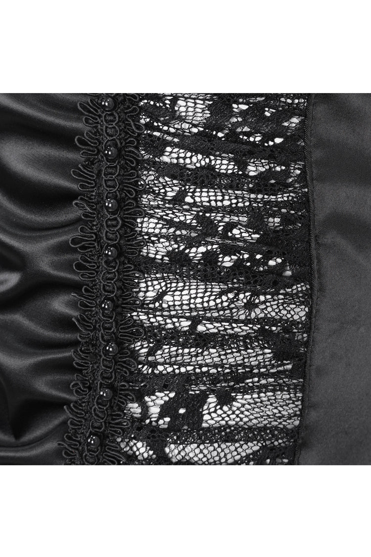 Black Ruffle Lace Stitching Womens Gothic Flared Pant - Product - 12