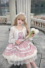 Pink Floating Light Dance Multi-layer Ruffle Embroidery Bowknot Lace Sweet Lolita Jsk Dress - Product - 3
