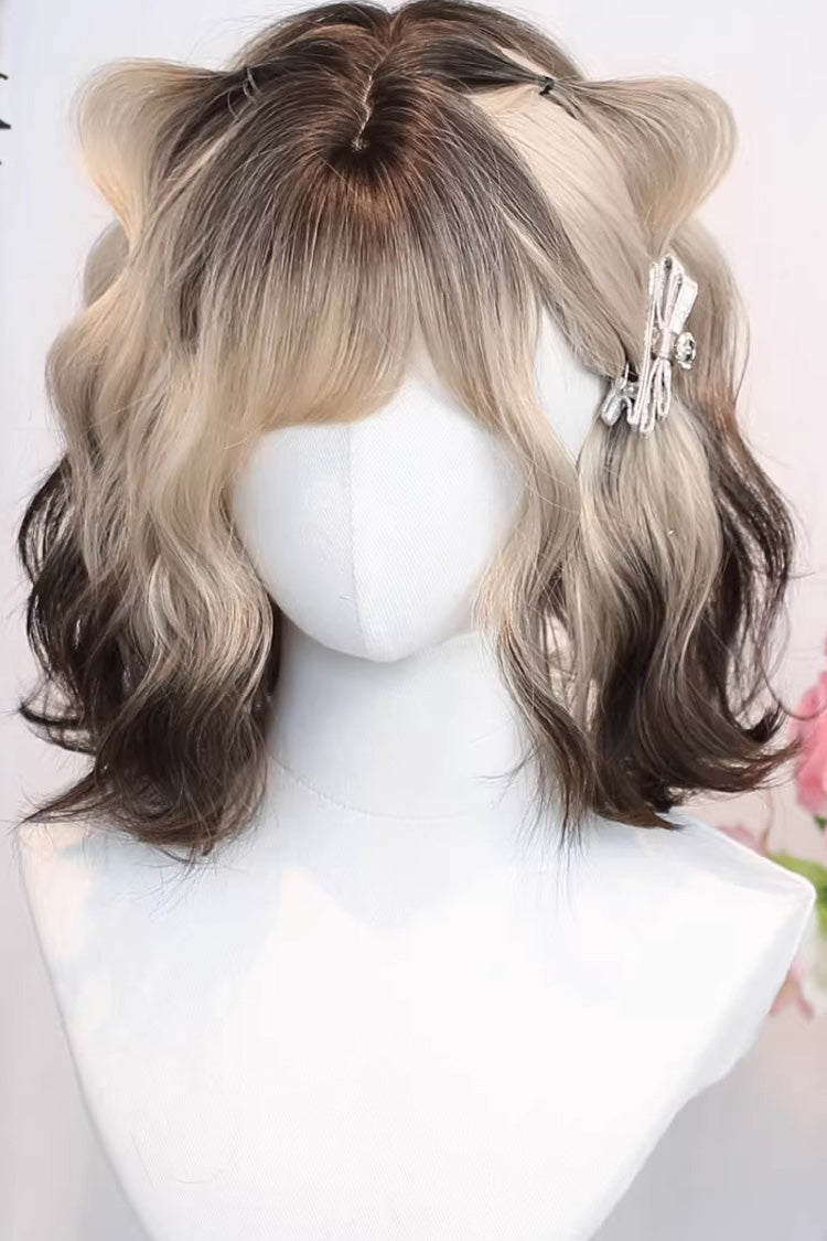 Ombre Airy Bangs with Curls Sweet Lolita Wig 3 Colors - Grey/Brown - 5