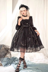 Planet Butterfly Print Bowknot Classic Gothic Lolita Dress 2 Colors - Product - 6
