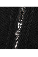 Black Punk Apocalyptic Stand Collar Twill Metal Skull Zip Men's Vest - Product - 8