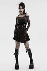 Black Adjustable Double-shoulder Faux Leather Multiple Metal Rings Women's Steampunk Harness - Product - 4