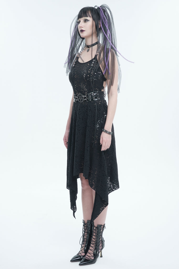 Black Studded Eyelet Women's Gothic Accessory Star Double-layer Faux Leather Belt - Product - 3
