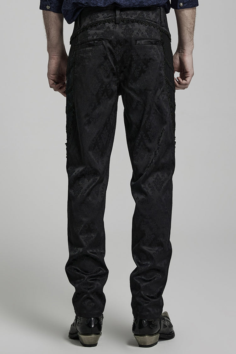 Black Jacquard 3D Print Lace Men's Gothic Pants - Product - 3