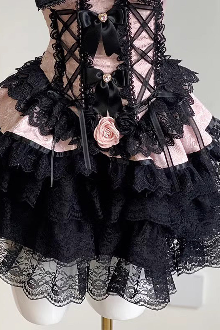 Black/Pink [Blackberry Lover] Multi-Layered Lace Sweet Princess Lolita Skirt Set - Product - 11