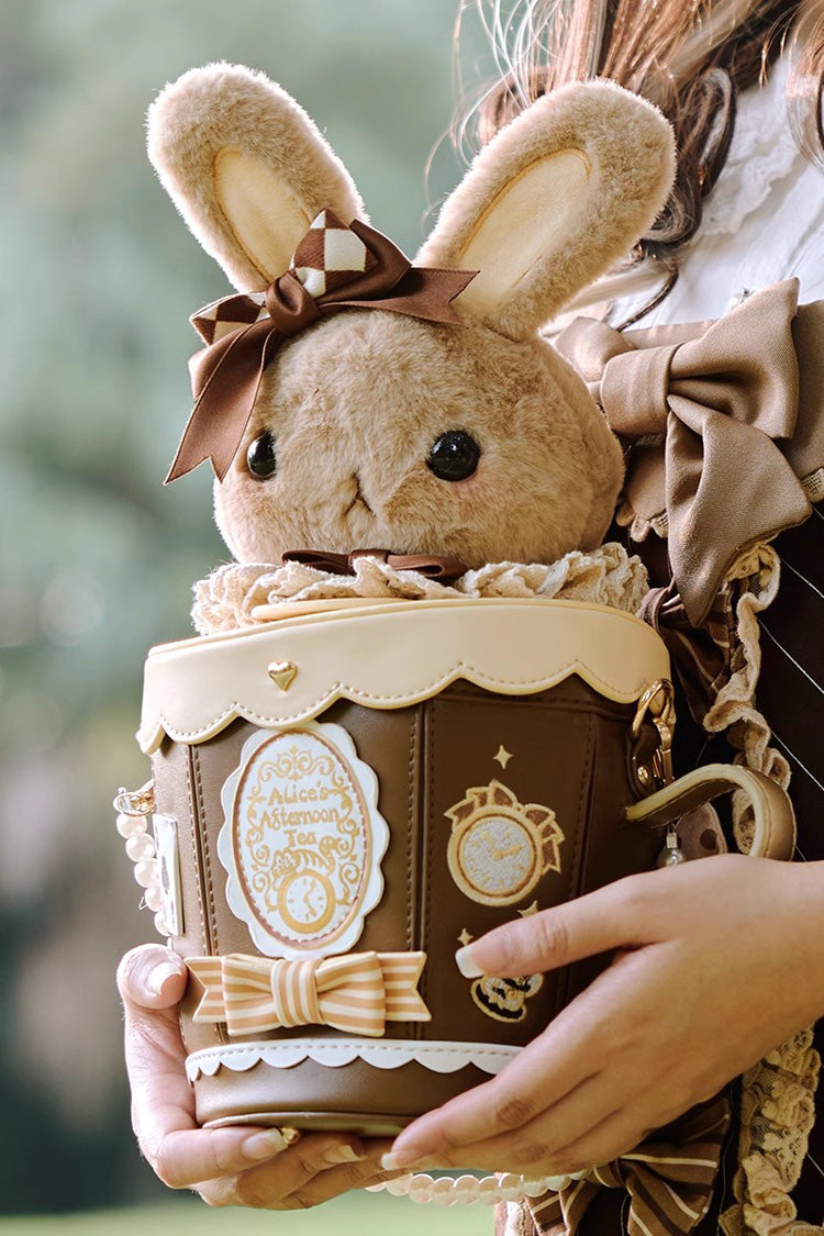 Lovely Teacup Rabbit Bowknot Sweet Lolita Shoulder Bag 5 Colors - Brown - 18