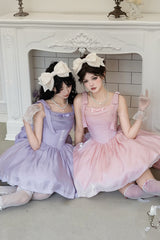 Purple [Foamy Sea] Sleeveless Ruffle Bowknot Fishbone Sweet Lolita Jsk Dress - Product - 7