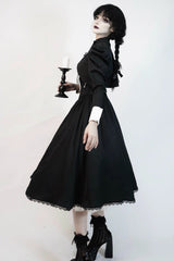 Black [Demon’s Eye] Sleeveless Ruffled Bow Gothic Lolita Dress Long Version - Product - 4