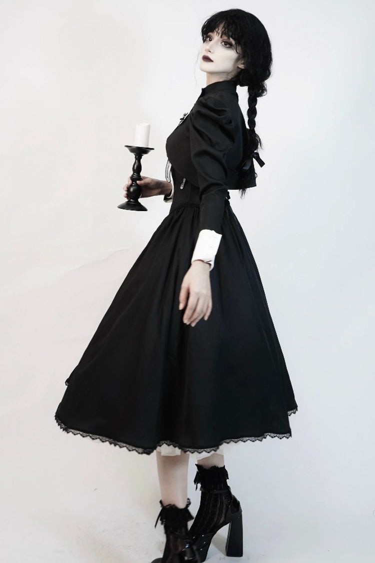 Black [Demon’s Eye] Sleeveless Ruffled Bow Gothic Lolita Dress Long Version - Product - 4
