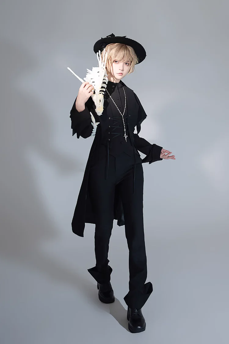 Black Vintage Medieval Prince Ouji Lolita Long Pants - Product - 5