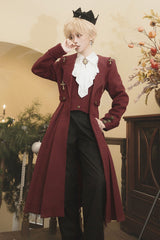 Dark Red [The Legend of Dracula] Long Sleeves Gothic Prince Handsome Cool Ouji Lolita Coat - Product - 7