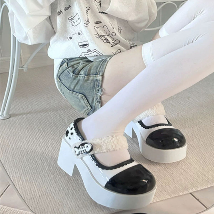Fishbone-Style Single-Strap Buckle Sweet Lolita Platform Shoes - Product - 3