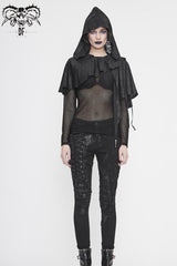 Black Metal Pendant Retro Thin Knitted Hooded Women's Gothic Small Shawl - Product - 2