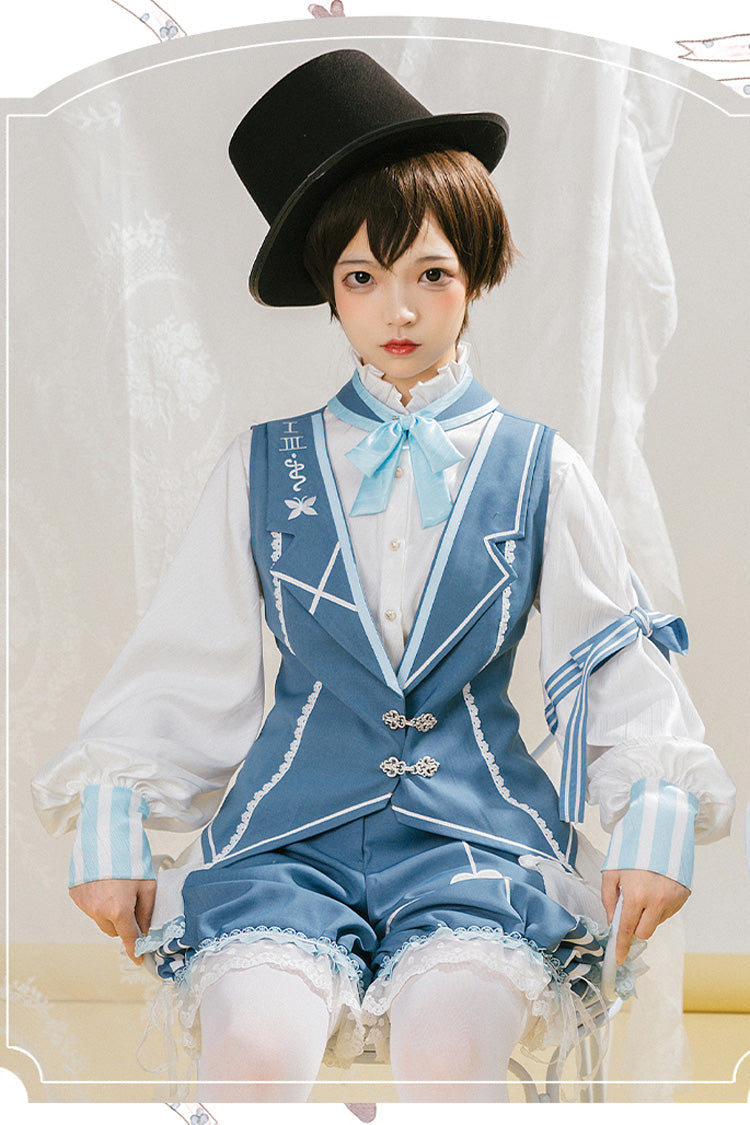Blue/White Alice Detective Series Ouji Lolita Set - Product - 2