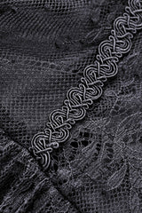 Black Off Shoulder Halterneck Long Sleeves Lace Women's Gothic Dress - Product - 16