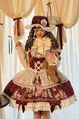 [Castle Bear] Sleeveless Print Ruffle Bowknot Lace Sweet Lolita Jsk Dress 4 Colors - Product - 3