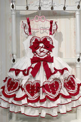 Red/White [Frosted Sugar Gift Box] Sleeveless Ruffle Bowknot Sweet Plus Size Princess Lolita Jsk Dress - Product - 4