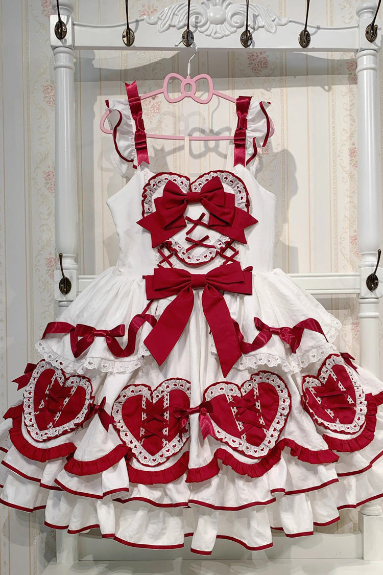 Red/White [Frosted Sugar Gift Box] Sleeveless Ruffle Bowknot Sweet Plus Size Princess Lolita Jsk Dress - Product - 4