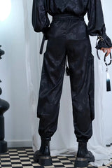 Black Dragon-Pattern Jacquard Printed Ouji Gothic Chinese Style Handsome Lolita Tassel Pants - Product - 3