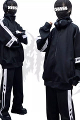 Handsome Long Sleeves Print Jirai Kei Coat 3 Colors - Black - 2