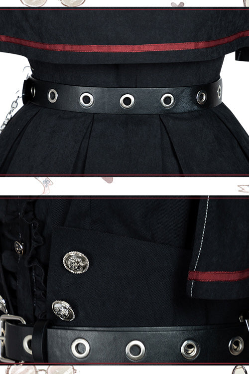 Black Punishment Execution Officer Series Military Style Shirt and Skirt Set Gothic Lolita Dress - Product - 10