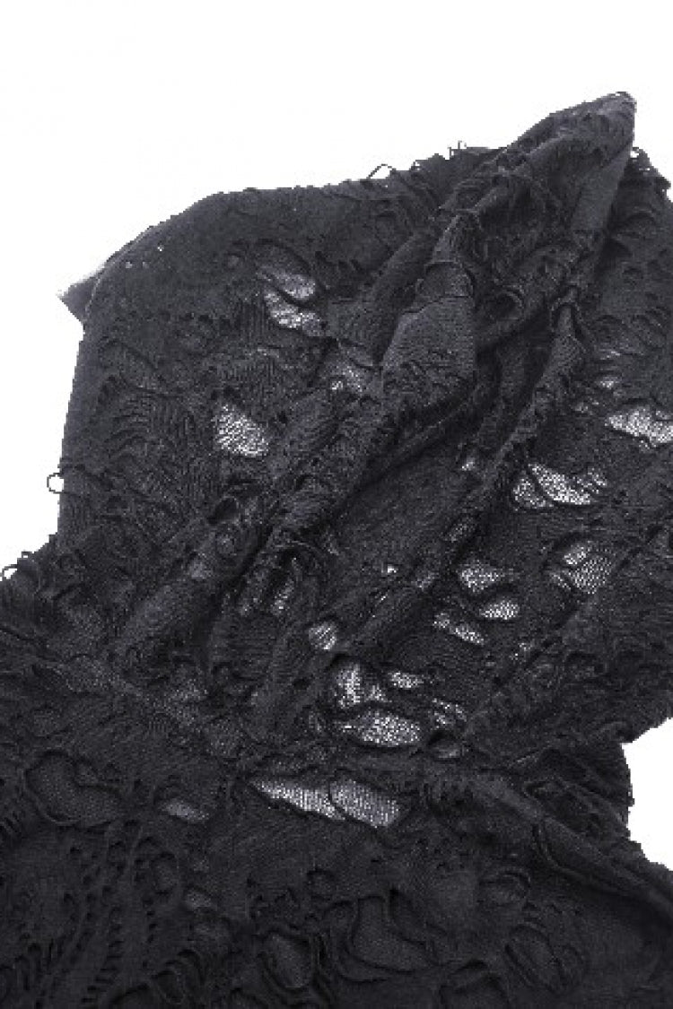 Black Evil Devil Long Flared Sleeves Ripped Women's Gothic Hooded Slim Dress - Product - 16