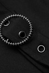 Black Off Shoulder Hollow Stitching Irregular Mesh Women's Steampunk Dress - Product - 5