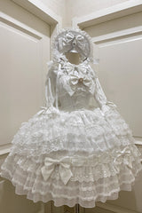 White [Dream Prologue] Doll Multi-Layered Bowknot Lace Sweet Princess Lolita Dress - Product - 2