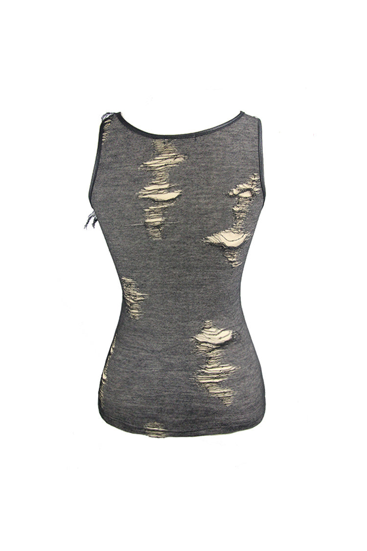 Black/Apricot Chest Lace Up Sleeveless Tight Women's Punk Vest - Product - 7