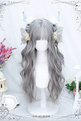 Grey Sweet Lolita Air Bangs Long Curly Wig - Product - 2
