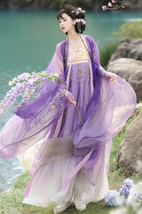 Purple [Legends of the Tang Dynasty] High Waisted Printed Embroidered Women's Classic Hanfu Dress Set - Product - 2
