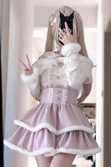 Jirai Kei Off Shoulder Long Sleeves Bow Lace Pearl-Decorated Sweet Knitwear 2 Colors - Product - 7