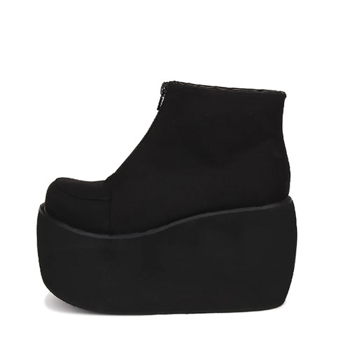 Black Front Zipper Platform Short Classic Lolita Boots - Product - 4