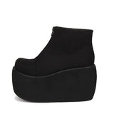Black Front Zipper Platform Short Classic Lolita Boots - Product - 4