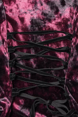 Black/Red Long Trumpet Sleeves Spliced Lace Lace-Up Women's Gothic Blouse - Product - 8