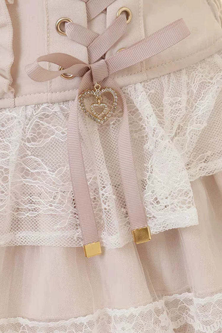Sweet Jirai Kei Triple-Layered Ruffled Lace Lace-Up Skirt 3 Colors - Product - 3