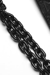 Black Inverted Triangle Hollow Metal Chain Women's Steampunk Skirt - Product - 7