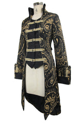 Brown With Gold Fake Two Pieces Pirate Costume Gothic Womens Coat - Product - 5