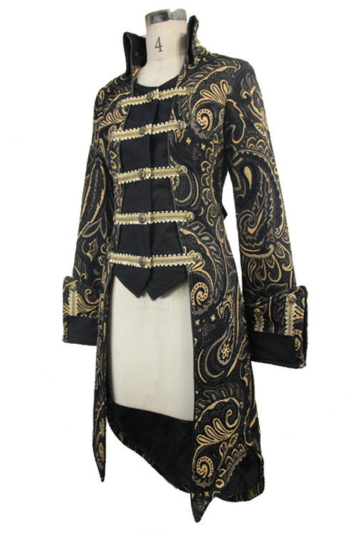 Brown With Gold Fake Two Pieces Pirate Costume Gothic Womens Coat - Product - 5