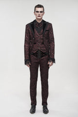 Red Bright Pattern Printed Decoration Men's Gothic Tailcoat - Product - 3