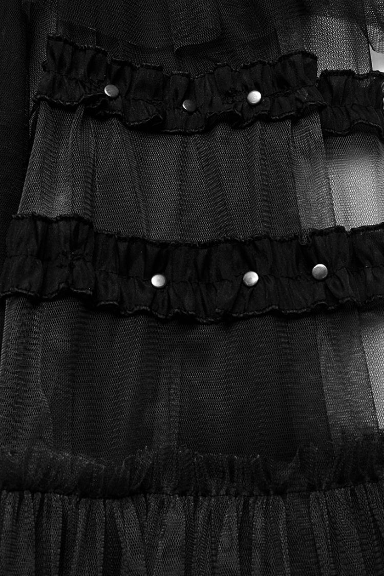 Ruffle Mesh Buckle Women's Steampunk Long Overskirt 3 Colors - Product - 8