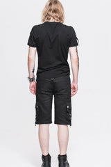 Black Punk Rock Adjustable Zippered Summer With Loops Shorts Mens Pants - Product - 5