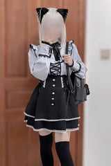 Jirai Kei High Waisted Bowknot Lace Lace-Up Sweet Lolita Skirt 2 Colors - Product - 4