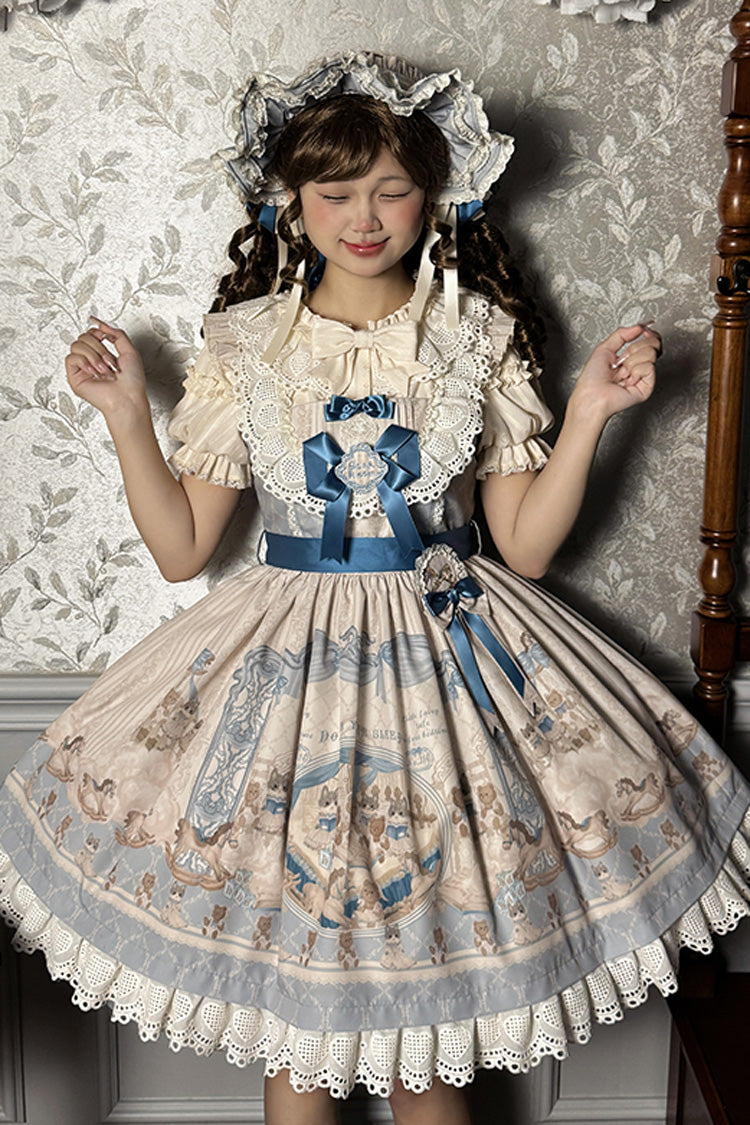 Sea Salt おとぎ話ドールノースリーブプリントフリルリボンスウィートロリータジャンパースカート（JSK） 2色 商品画像