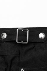 Black Slim Silver Chain Metal Rivets Women's Steampunk Military Leggings - Product - 5