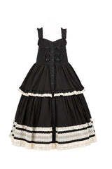 Black [Lily] Multi-Layered Ruffle Lace Classic Elegant Lolita Jsk Dress - Product - 6