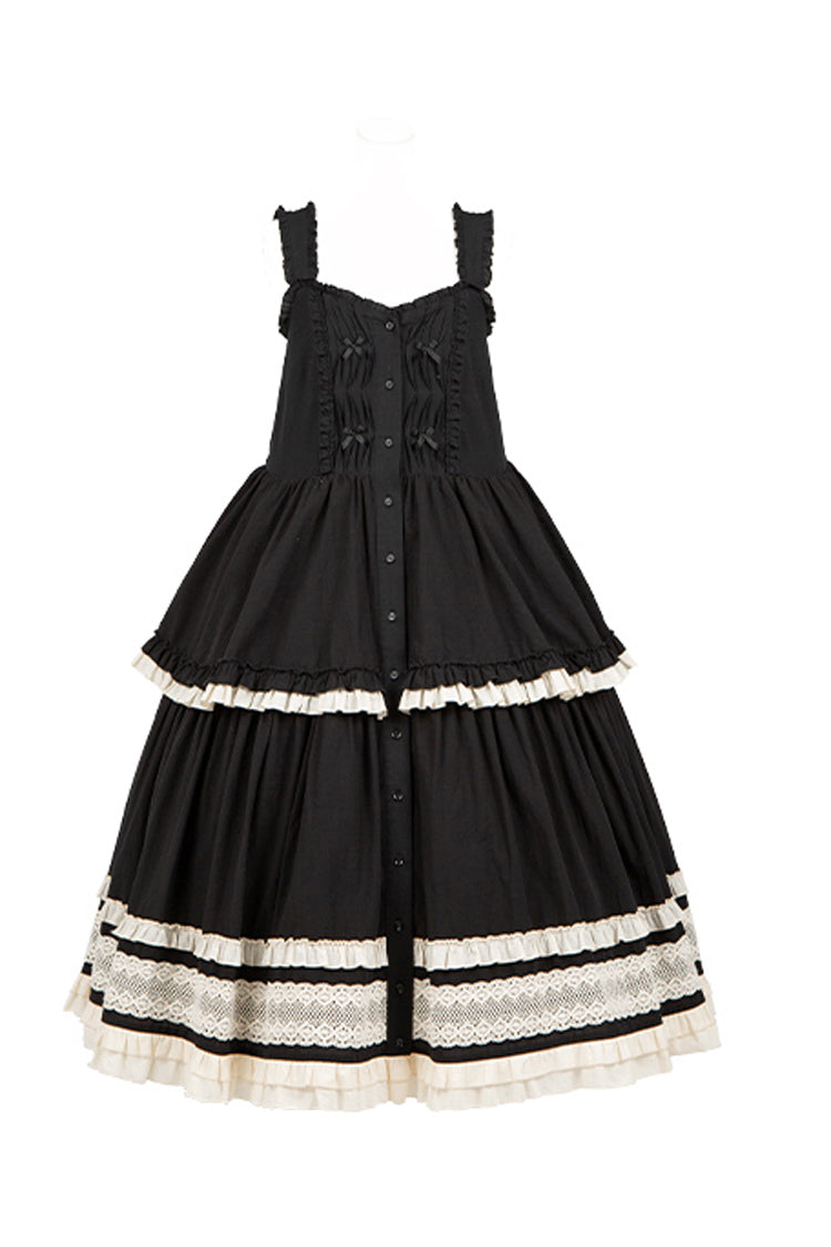 Black [Lily] Multi-Layered Ruffle Lace Classic Elegant Lolita Jsk Dress - Product - 6