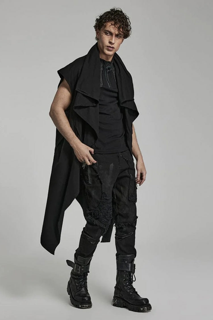 Spiked Hem Doomsday Irregular Mens Steampunk Vest 2 Colors - Product - 2