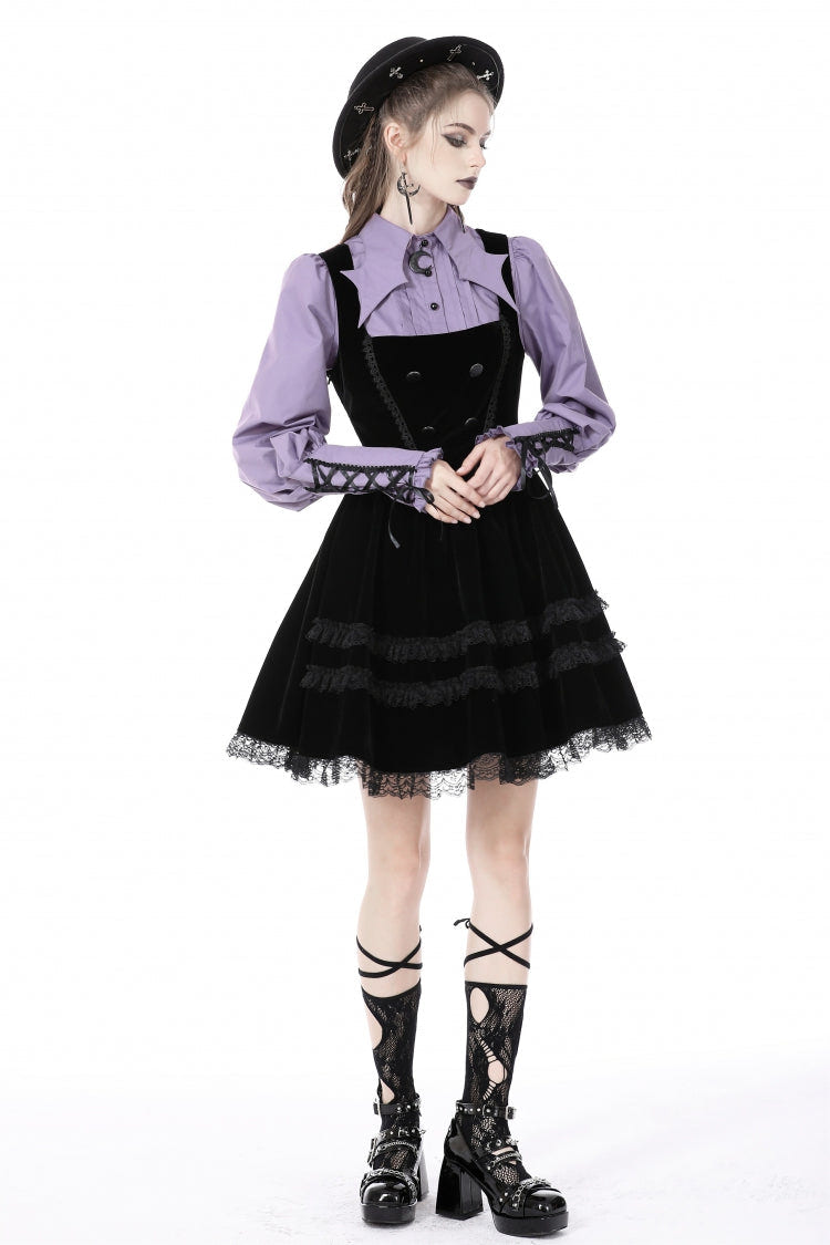 Purple Star Collar Long Puff Sleeves Women's Gothic Witch Blouse - Product - 9